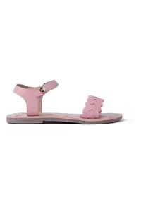 Sandale din piele cu garnituri impletite - Roz pastel