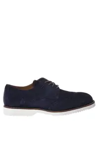 Pantofi de piele intoarsa cu siret - Albastru indigo