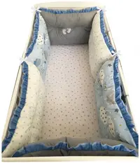 Set 6 aparatori protectii laterale patut 140x70 cm Albastru-norisori-stelute