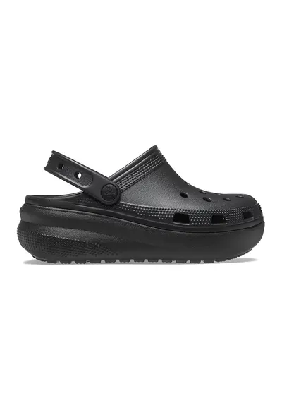 Saboti slingback cu talpa wedge si aspect perforat Cutie - Negru