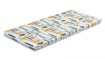 Saltea pliabila pentru patut copii Sensillo Fox and Hare 120x60x5 cm,husa detasabila din bumbac,compatibila cu patuturi clasice si pliabile