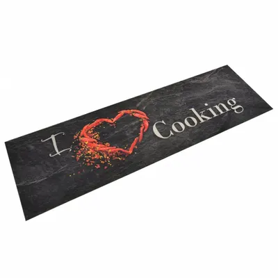 Gossi covor de bucatarie lavabil cooking, negru, 45x150 cm, catifea