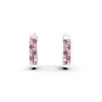 Cercei creole din aur roz cu diamante si safire de 0.3ct