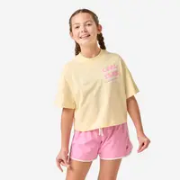 Tricou oversize, galben, fete