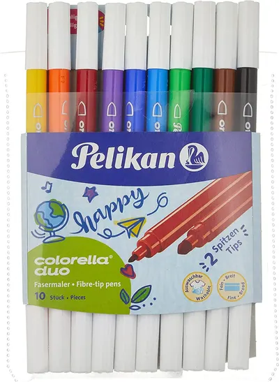Carioci Pelikan Colorella Duo - 10 culori, 2 grosimi de scriere