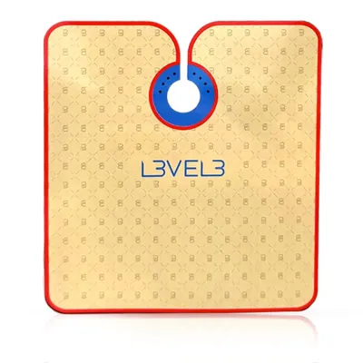 Pelerina frizerie/coafor - L3VEL3 - guler neopren -- cu insertii bej/rosu/albastru