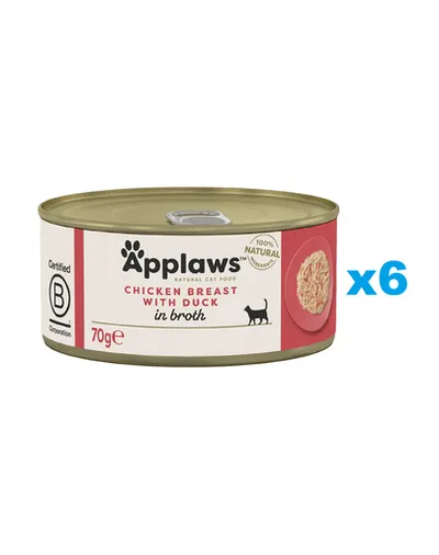 APPLAWS Cat Adult Chicken Breast with Duck in Broth Mancare pisica, cu pui si rata in sos 6x70g