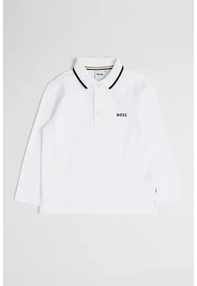Bluza polo cu fenta cu nasturi - Alb