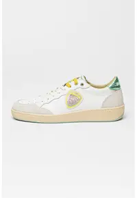 Pantofi sport de piele cu logo cu strasuri - Alb/Verde/Gri deschis