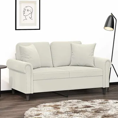 vidaXL Perne decorative, 2 buc., crem, 40x40 cm, catifea
