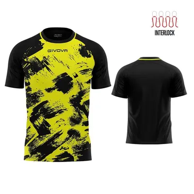 Tricou sport Givova Art Interlock Fluo Yellow-Negru