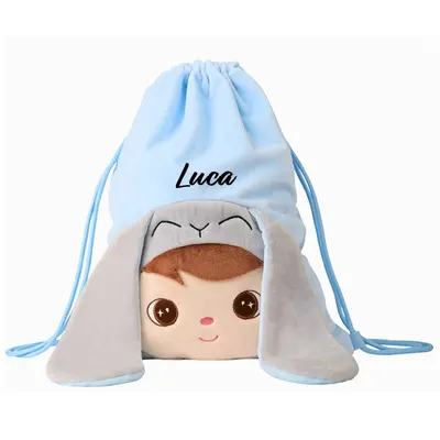 Saculet personalizat Iepuras Baietel