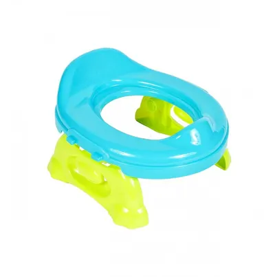 Olita de calatorie 2 in 1 pentru copii Malplay Blue, design ergonomic, portabila si pliabila, 17 x 25 x 27.5 cm