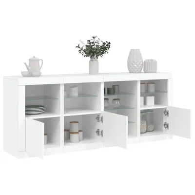 vidaXL Servantă cu lumini LED, alb, 164x37x67 cm