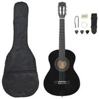 vidaXL Set de chitară clasică începători, 8 piese, negru, 1/2 34"