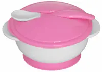 Bol cu fund vidat și lingură Lorelli - Blush Pink