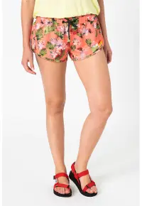 Pantaloni scurti de baie cu imprimeu tropical - Verde/Portocaliu