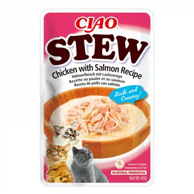 Hrana umeda pentru pisici Ciao Stew cu pui somon 40 gr