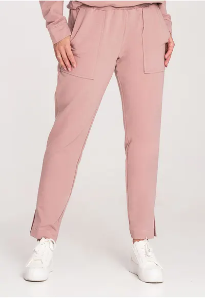 Pantaloni dama - M1035 - roz inchis - bumbac/elastan