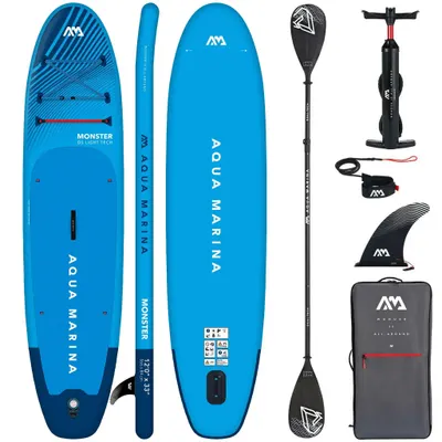 Placă SUP gonflabilă Aqua Marina Monster 12'0" Albastru +Pagaie DUAL-TECH 2-în-1