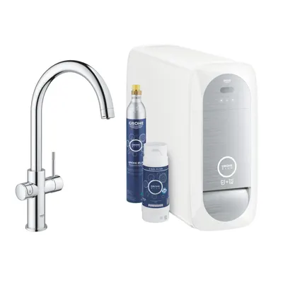 Baterie bucatarie cu unitate de racire si filtru GROHE Blue Home 31455001, pipa tip C, metal, Crom