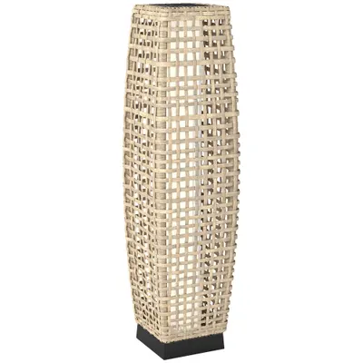 Outsunny Lampă solară de grădină din ratan sintetic cu LED și pornire/oprire automată 21x21x78 cm Natural | Aosom Romania
