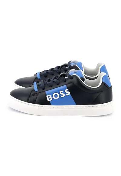 Pantofi sport din piele cu detalii logo - Negru/Albastru royal