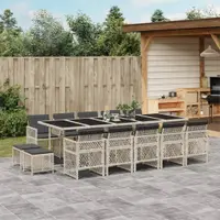 Gossi set mobilier de gradina cu perne 15 piese gri deschis poliratan