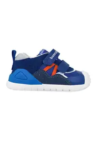Pantofi sport cu logo si velcro - Albastru inchis/Rosu stins/Alb murdar