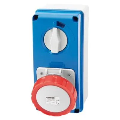 Priza industriala cu interblocaj verticala - WITH BOTTOM - WITHOUT FUSE-HOLDER BASE - 3P+N+E 32A 346-415V - 50/60HZ 6H - IP67