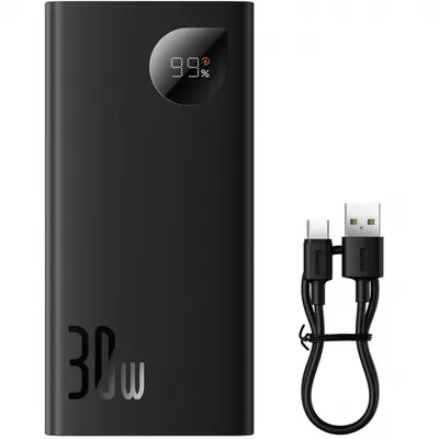 Baterie Externa Baseus Adaman2, 10000mAh, 30W, QC + PD, 1 x USB-C - 2 x USB-A, Neagra PPAD040101