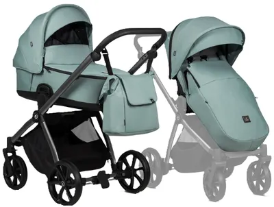 Cărucior 2 în 1 Tutis - Mio 3+, piele ecologica, Turquoise