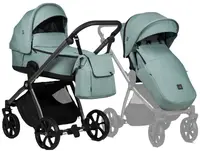 Cărucior 2 în 1 Tutis - Mio 3+, piele ecologica, Turquoise
