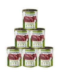 RAFI Super pate cu cerb și inimi de rață pentru câini adulți 6x800 g