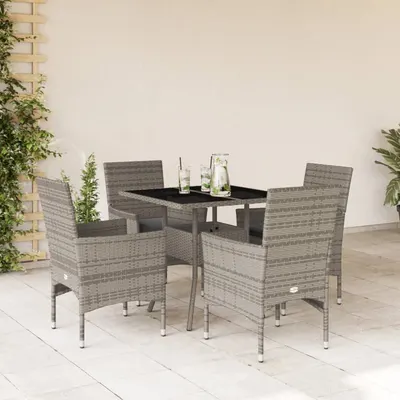 Gossi set mobilier de gradina cu perne 5 piese gri poliratan & sticla