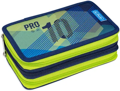 Penar școlar cu 3 fermoare Herlitz - Green Goal, 31 piese