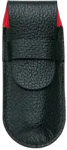 Husă din piele pentru cuțit de buzunar Victorinox - Negru cu căptușeală roșie