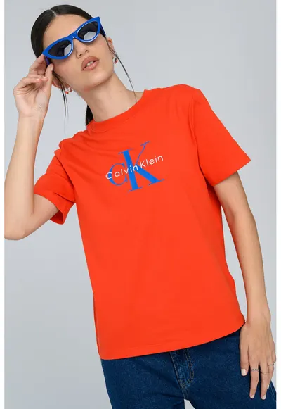 Tricou relaxed fit cu imprimeu logo - Rosu/Albastru inchis/Alb optic