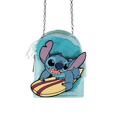 Geantă micro, crossbody, Lilo & Stitch, design surf, lanț metalic, 12x10x4 cm, brand Difuzed