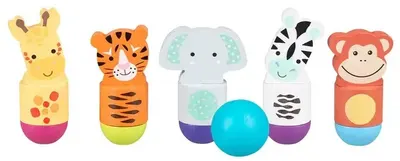 Pistă de bowling din lemn pentru copii Orange Tree Toys - Animalele junglei