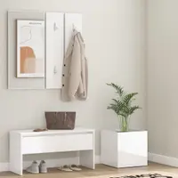 Gossi set de mobilier pentru hol, alb extralucios, lemn prelucrat