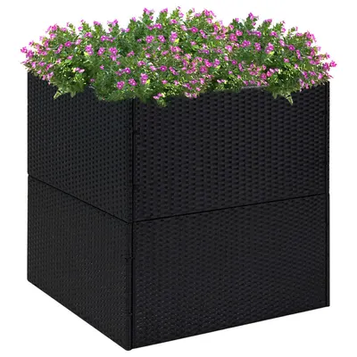 Gossi jardiniera de gradina, negru, 80x80x80 cm, poliratan