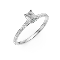 Inel de logodna din platina cu diamant emerald de 0.19ct si diamante de 0.195ct