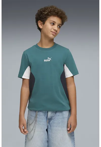 Tricou colorblock Essentials - Alb/Verde persan/Bleumarin