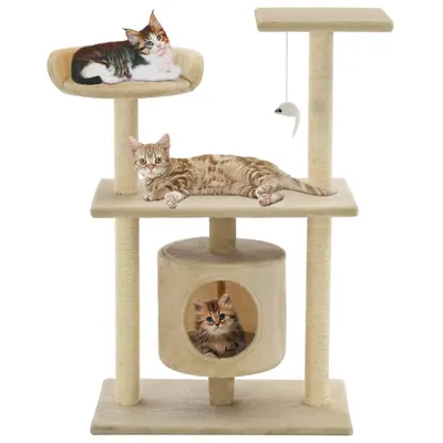Gossi ansamblu pentru pisici cu stalpi din funie de sisal, 95 cm bej