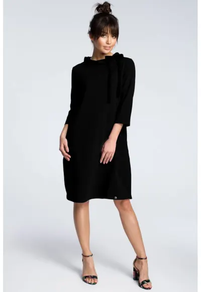 Rochie cu maneci trei sferturi - - Negru