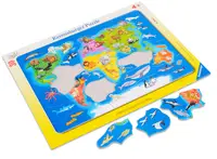 Puzzle Ravensburger din 30 de piese - Harta cu animalele lumii