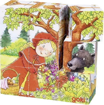 Cubulete din lemn Goki - Povesti, 9 piese
