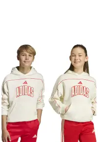 Hanorac unisex din amestec de bumbac cu logo - Rosu vermillion/Alb murdar