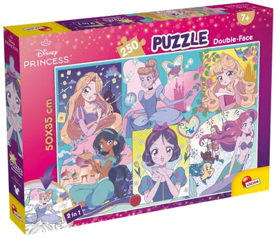 Puzzle cu două fețe Lisciani pentru colorare 250 piese - Prințese Manga